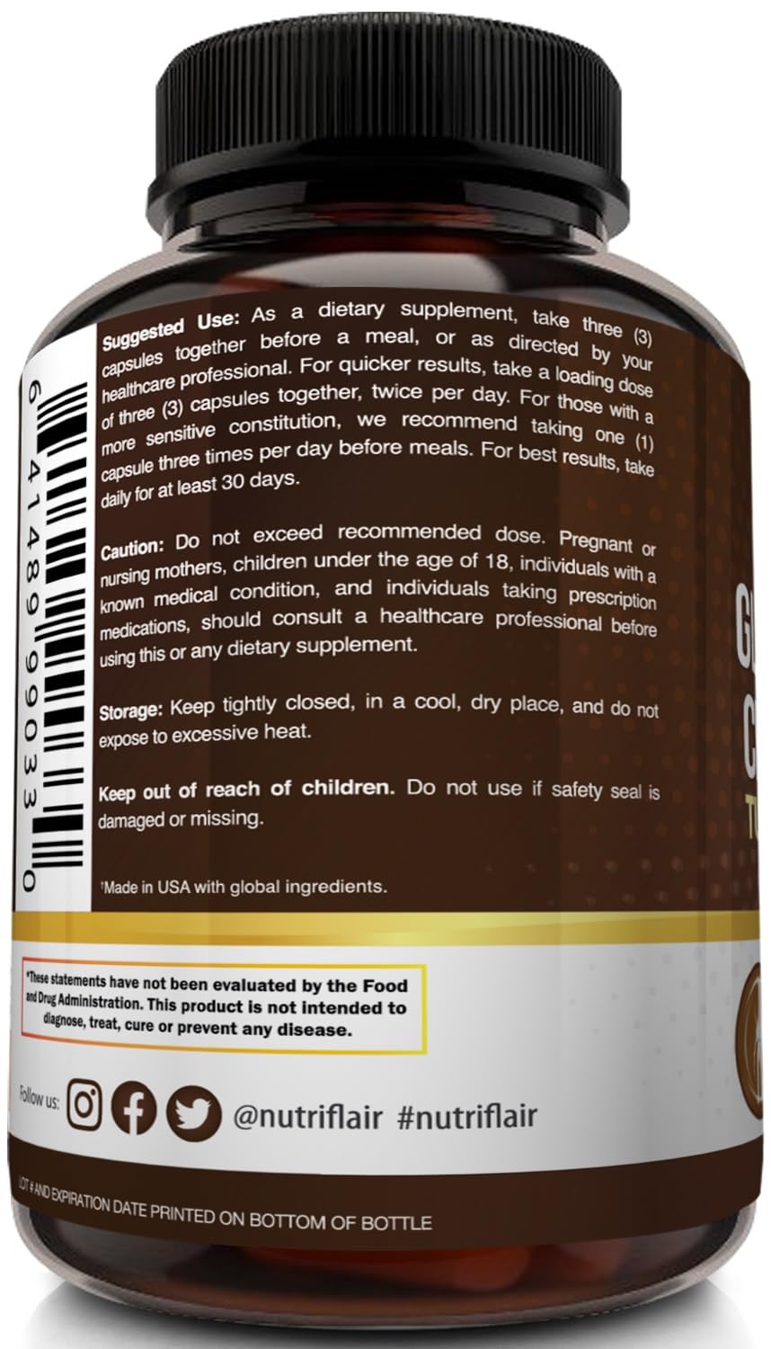 NutriFlair Glucosamine Chondroitin Turmeric MSM Boswellia Capsules, 90 Count