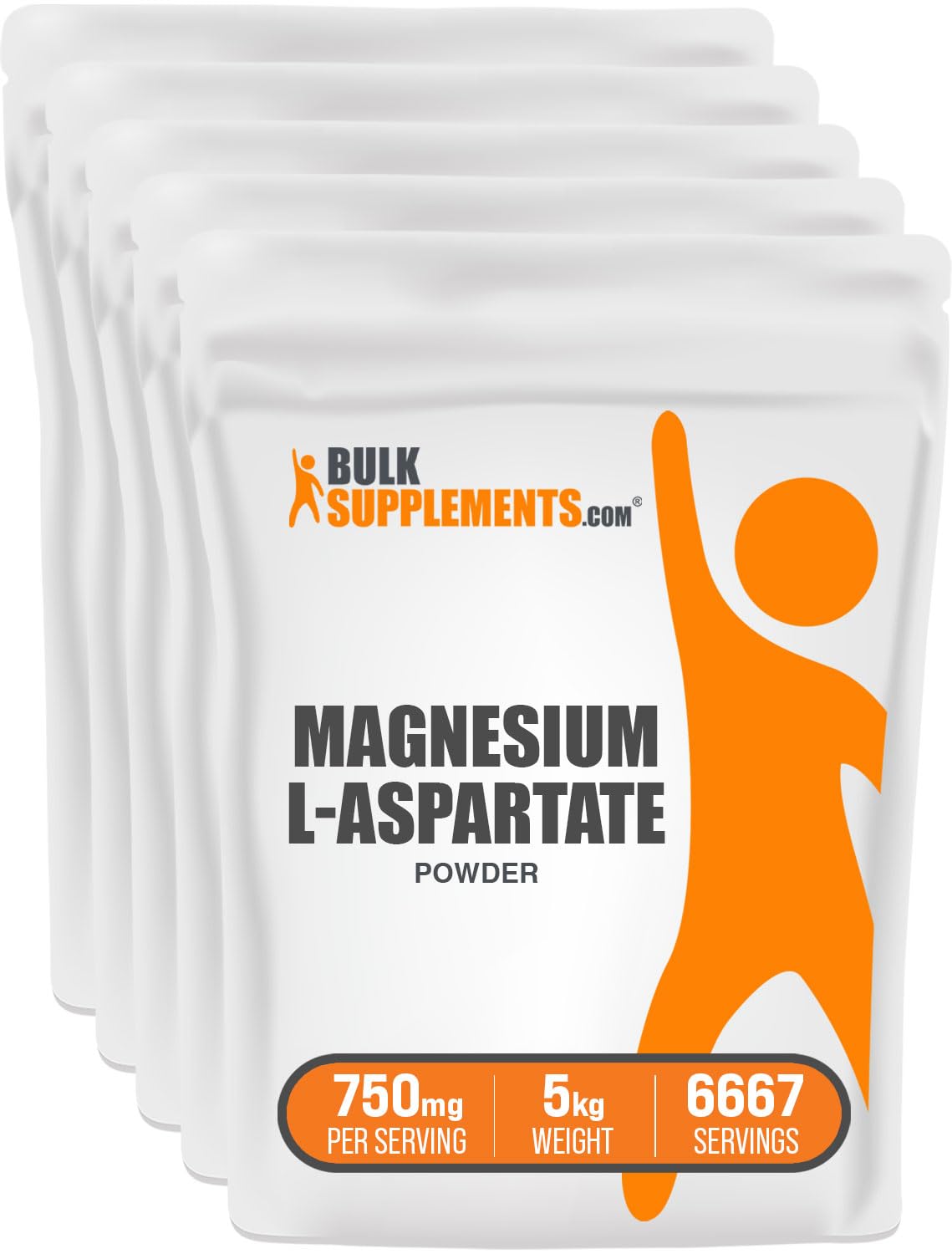 BulkSupplements Magnesium L-Aspartate Powder Pack of 5