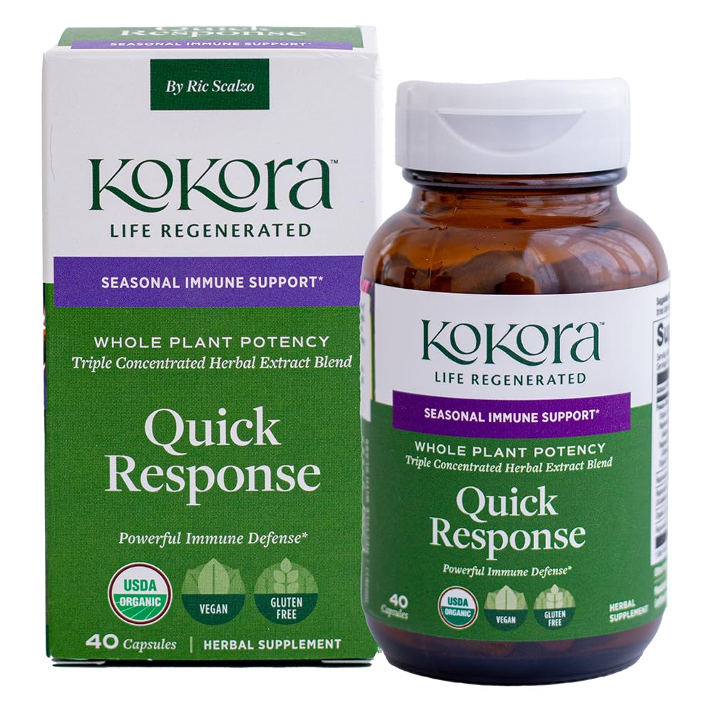 kokora Quick Response Herbal Immune Support Supplement with Andrographis, Echinacea & Oregano – Seasonal Immune Defense Capsules, 40 Count