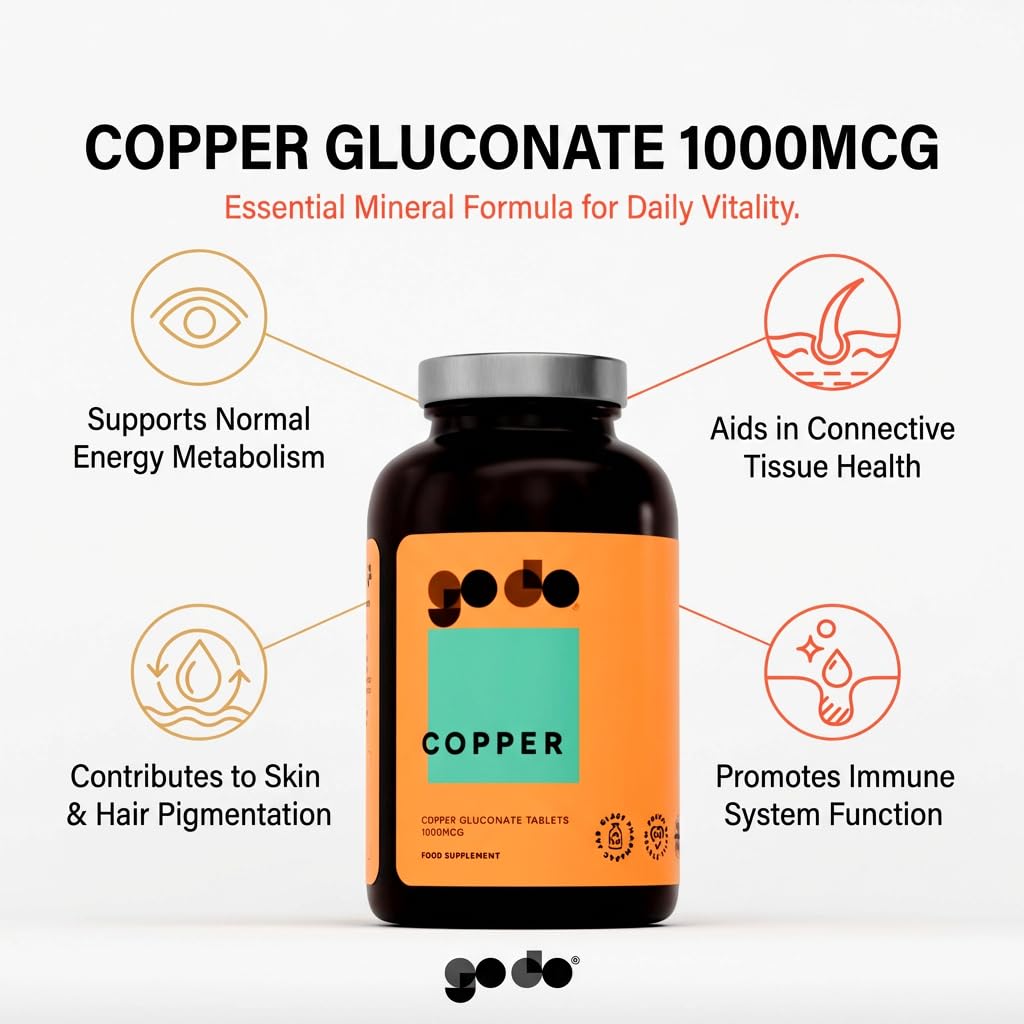 Fitness Health Copper Gluconate Supplement 1000mcg Tablet, 120 Count