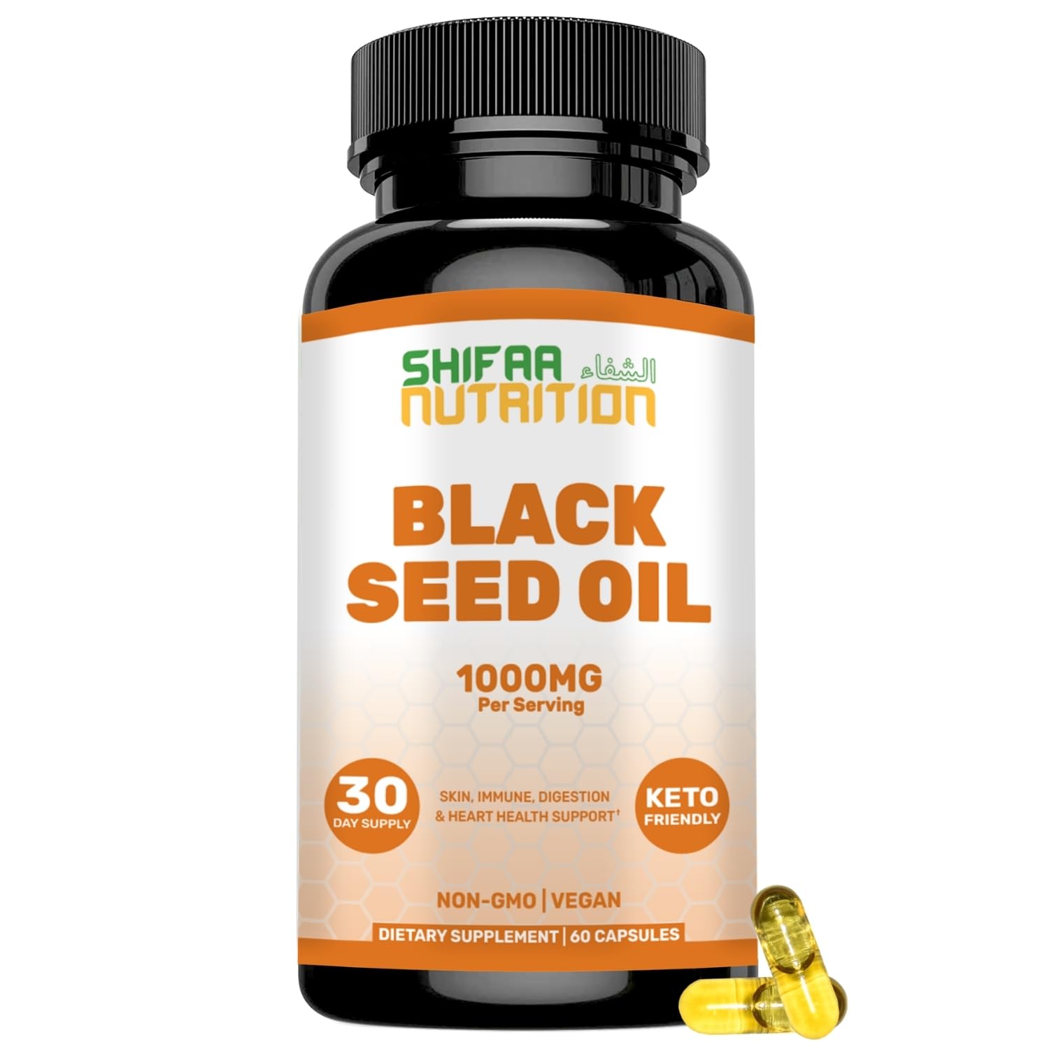SHIFAA NUTRITION Black Seed Oil 1000 mg Liquid Capsules, 60 Count