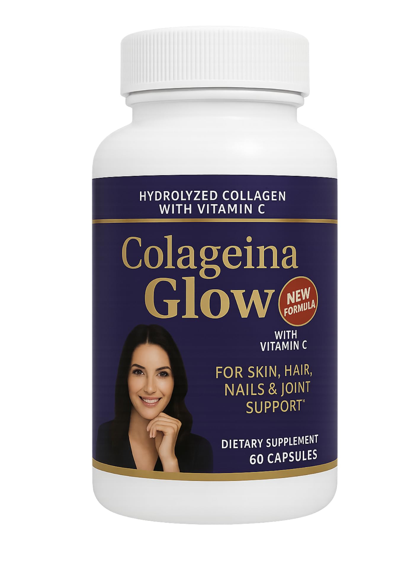 Generic Hydrolyzed Collagen with Vitamin C – Colageina Glow Capsules, 60 Count