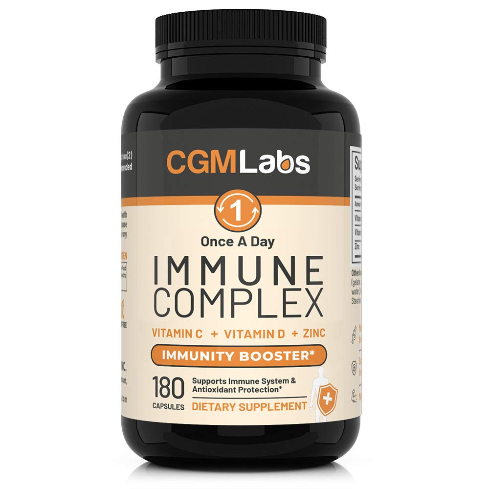 CGMLABS Immune Complex Once A Day - Vitamin C 900mg, Vitamin D3 2500IU, Zinc 25mg Capsule, 180 Count