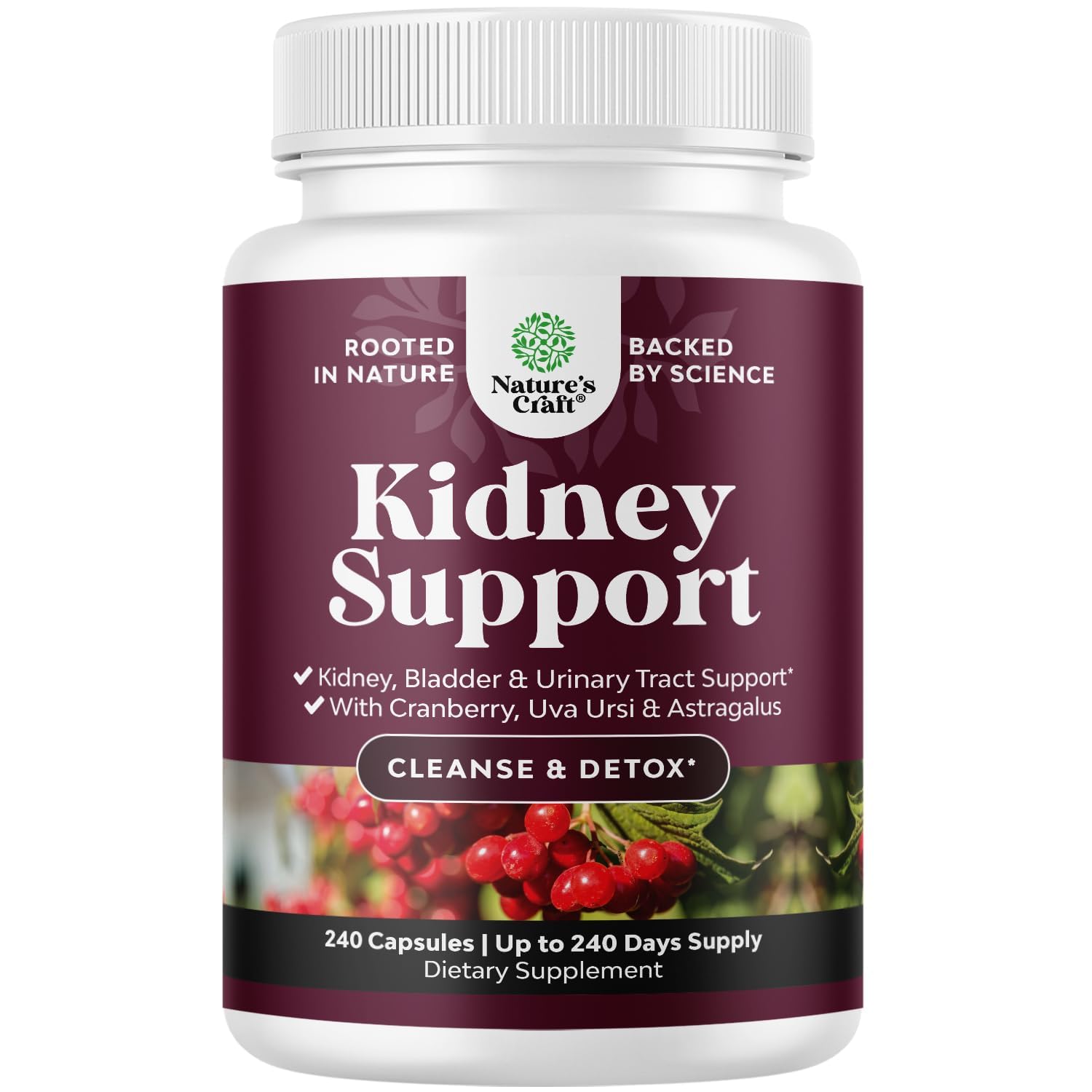 Natures Craft Advanced Kidney Cleanse Support Cranberry Supplement 240 Capsules