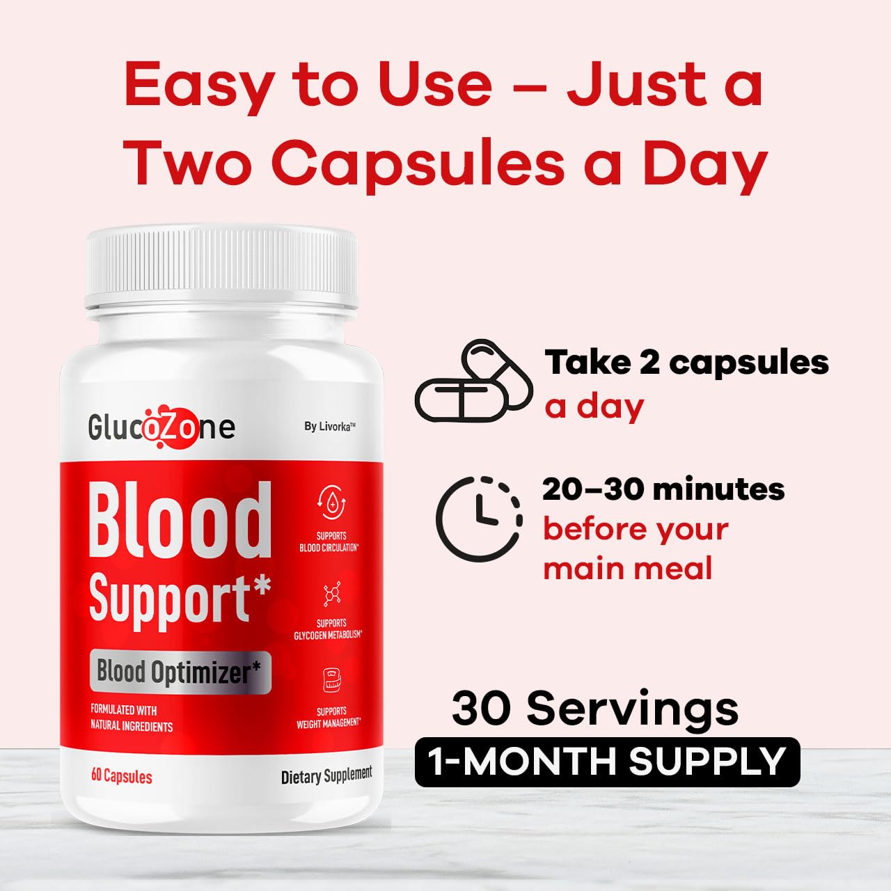 LIVORKA GlucoZone Blood Support Capsules, 60 Count