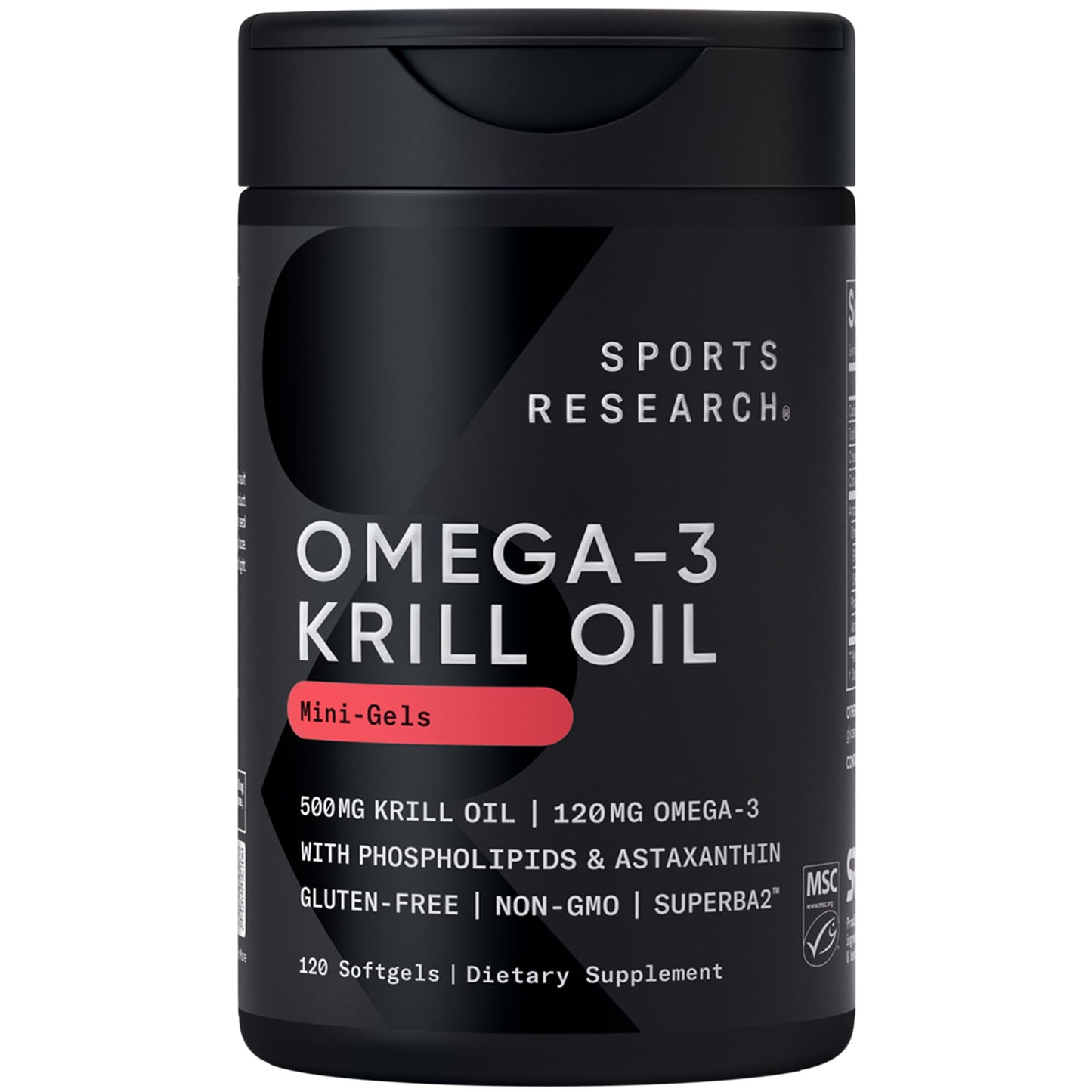 Sports Research Krill Oil Supplement with EPA & DHA Omega 3, Phospholipids & Astaxanthin from Antarctic Krill Capsules 120 Count