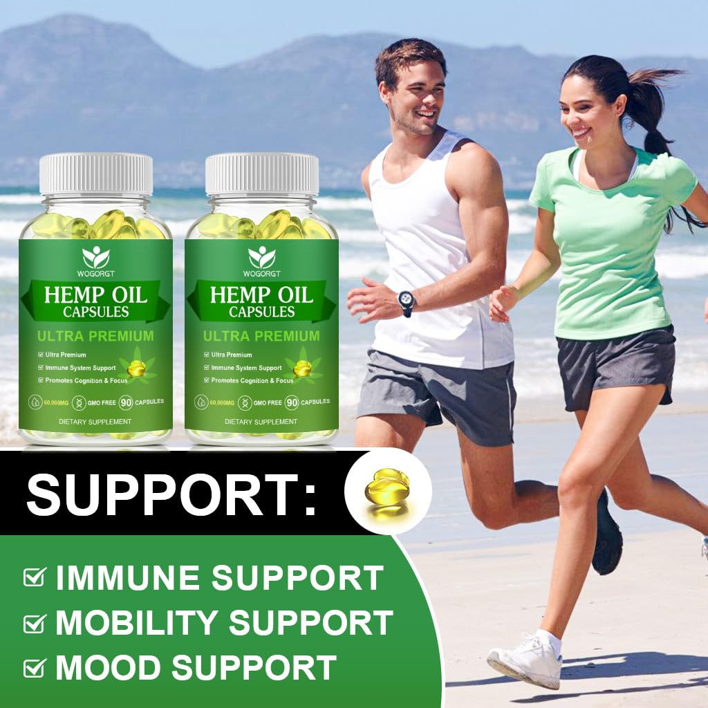 WOGORGT Hemp Oil Capsules Omega-3-6-9, 180 Capsules
