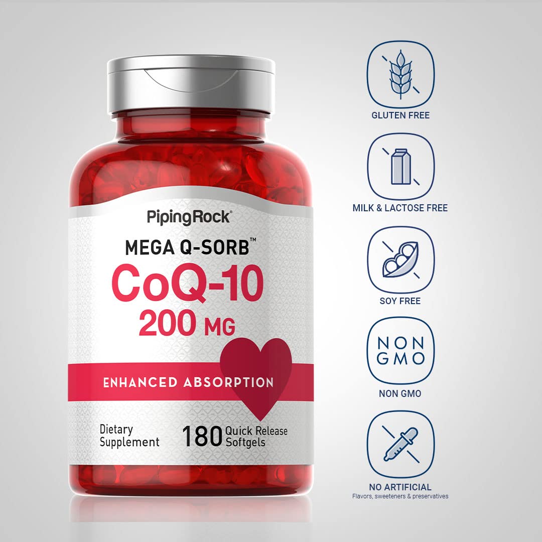 Piping Rock CoQ10 200mg Softgels 180 Count