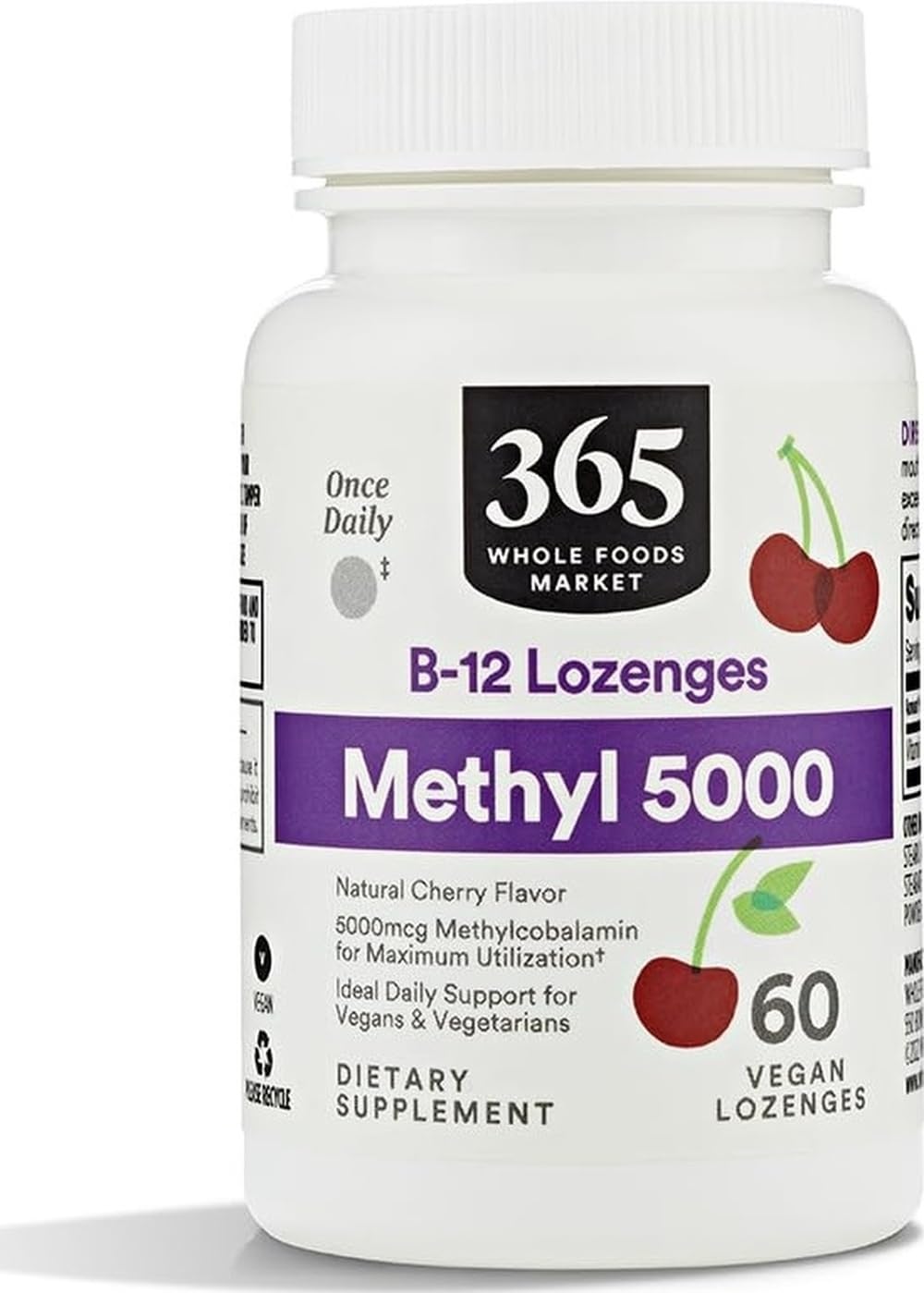 365 by Whole Foods Market Methyl B-12 5000mcg Cherry Lozenges 60