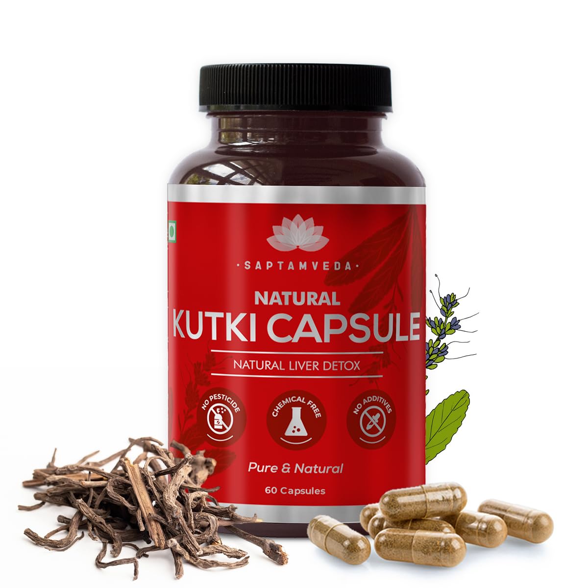 SAPTAMVEDA Premium Kutki Capsules, 60 Count