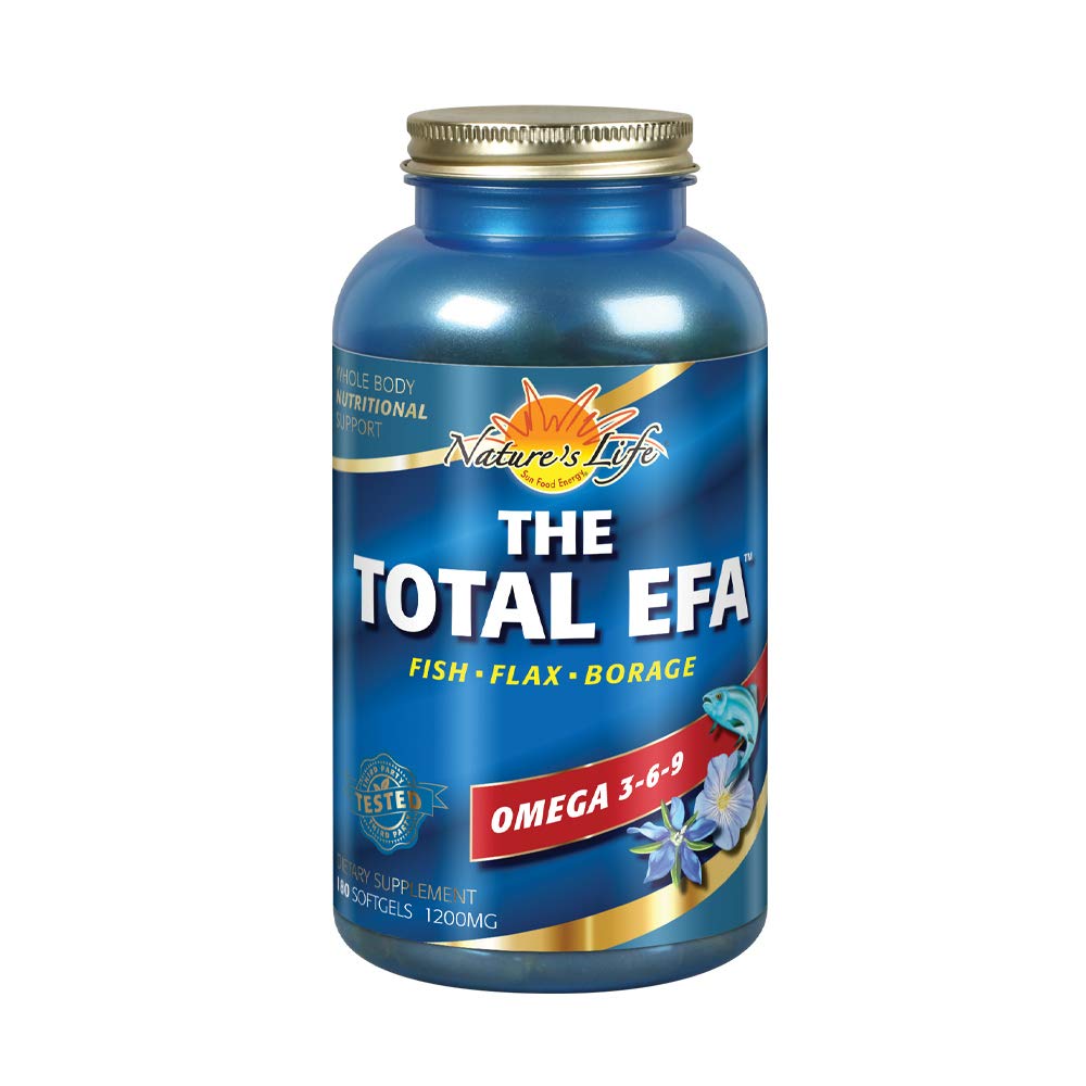 Nature's Life The Total EFA Fish Oil with Organic Flaxseed & Borage Oils 1200 mg 180 Softgels