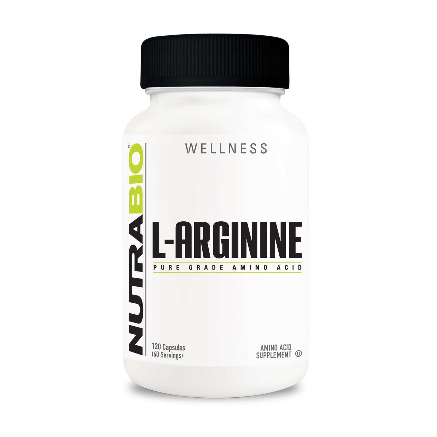 NutraBio L-Arginine Supplement 750mg Capsule, 120 Capsules