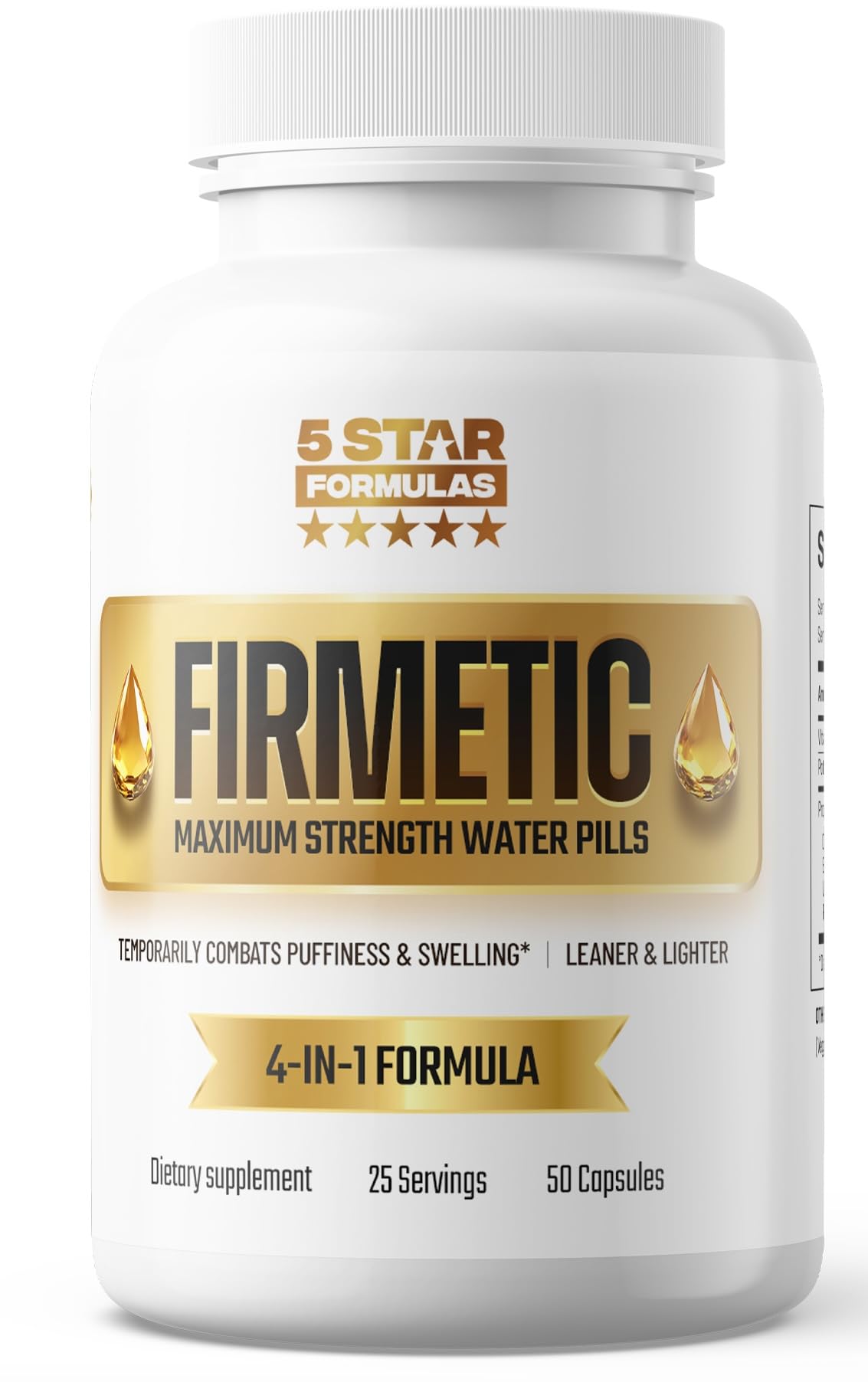 5 Star Formulas Firmetic Water Pill Capsules, 50 Count