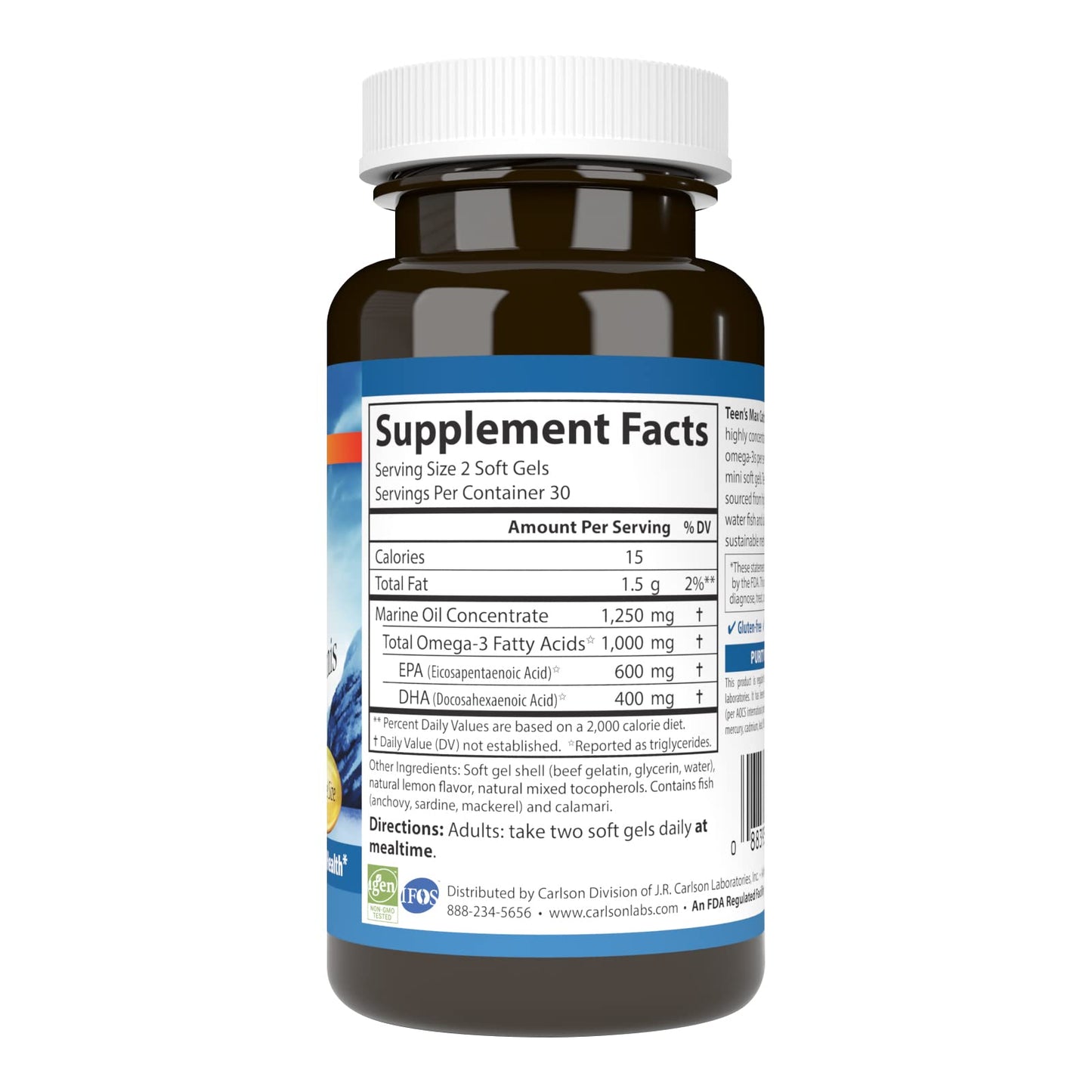Carlson Teen's Max Catch Minis 1000 mg Softgels 60