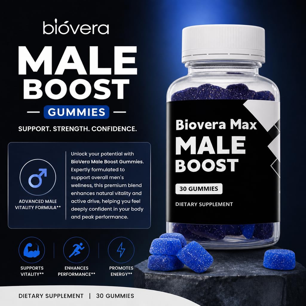 Biovera Max BioVera Male Boost Gummies for Men's Vitality, Stamina & Energy Gummy, 4.23