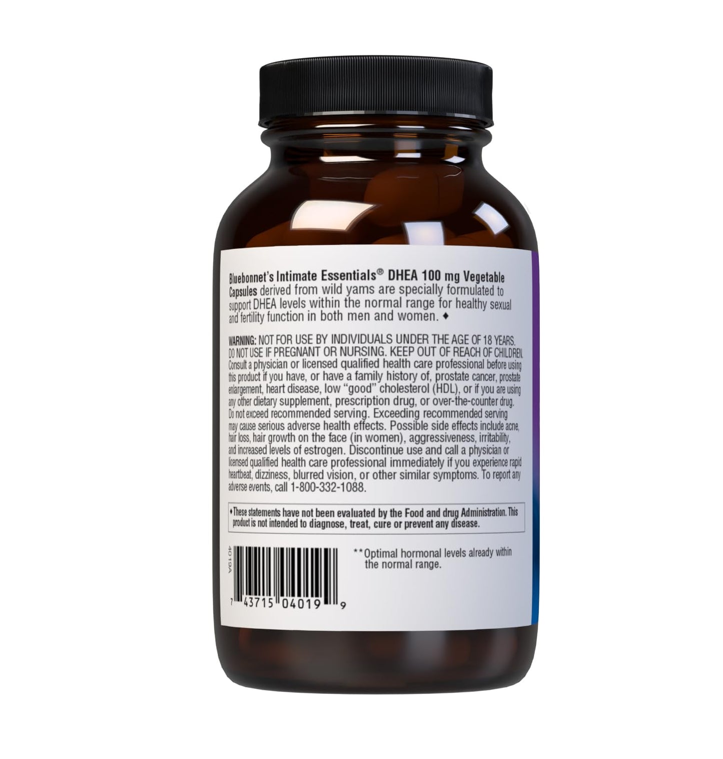 BlueBonnet Intimate Essentials DHEA 100 mg Capsule, 60 Count
