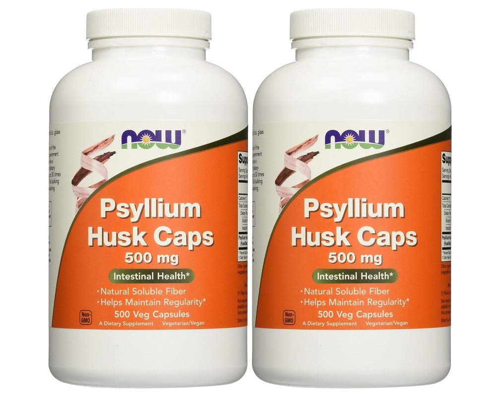 NOW Foods Psyllium Husk 500 mg Capsule, 500 Capsules