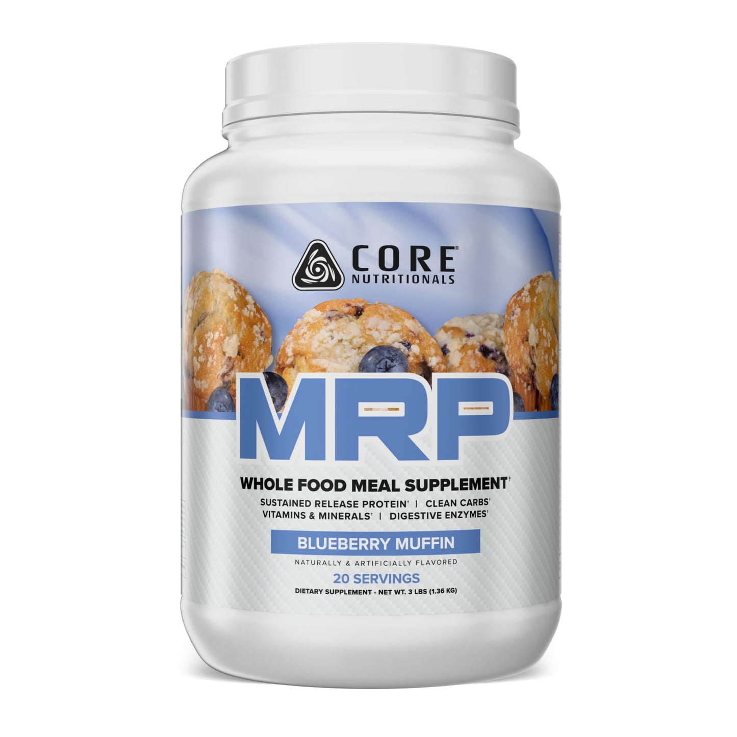 Core Nutritionals MRP Full Spectrum Meal Replacement Protein Powder, Blueberry Crumb Cake, 3 lb, 48 Servings