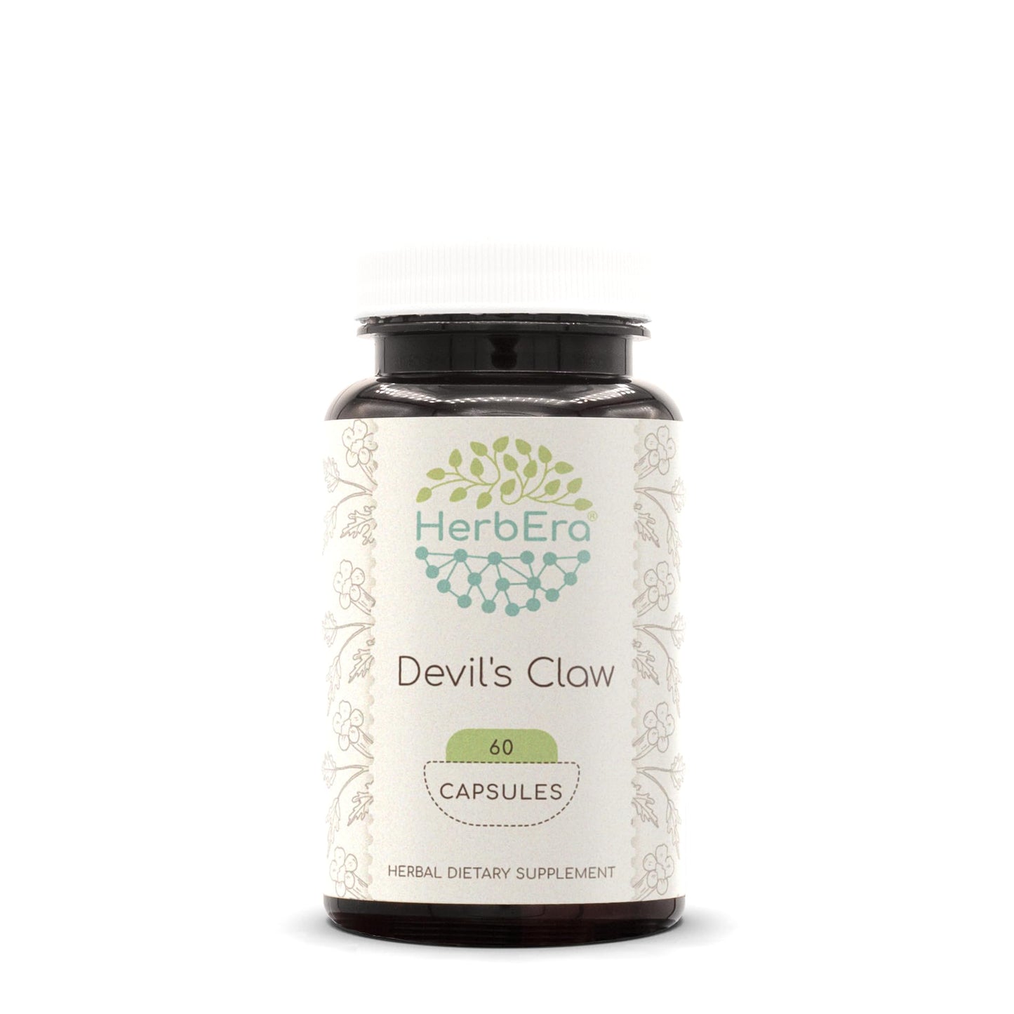 HerbEra Devil's Claw 500 mg Dried Root Capsules, 60 Count