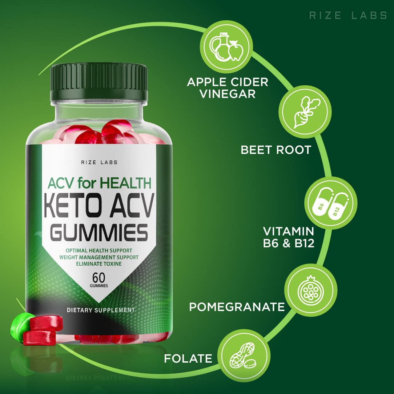 Rize Labs ACV for Health Keto Gummies 60