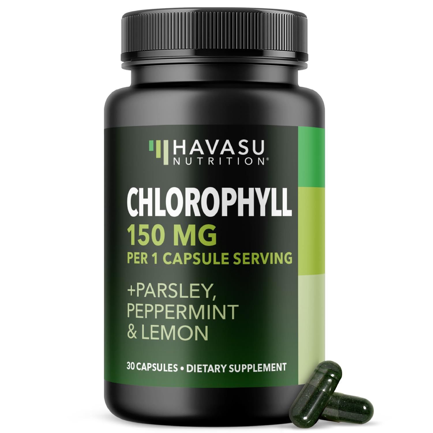 HAVASU NUTRITION Chlorophyll Capsules 150mg per Serving with Parsley, Peppermint & Lemon, 30 Capsules