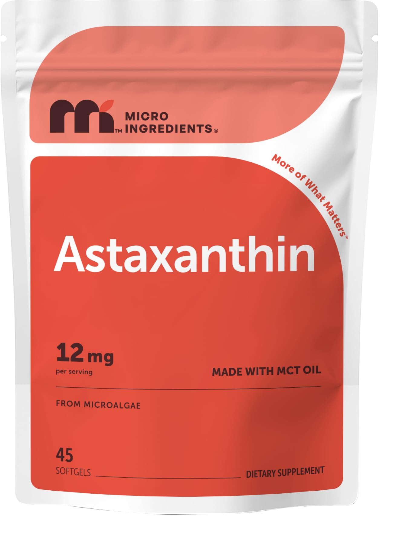 Micro Ingredients Astaxanthin 12mg with MCT Oil Softgels, 45 Count