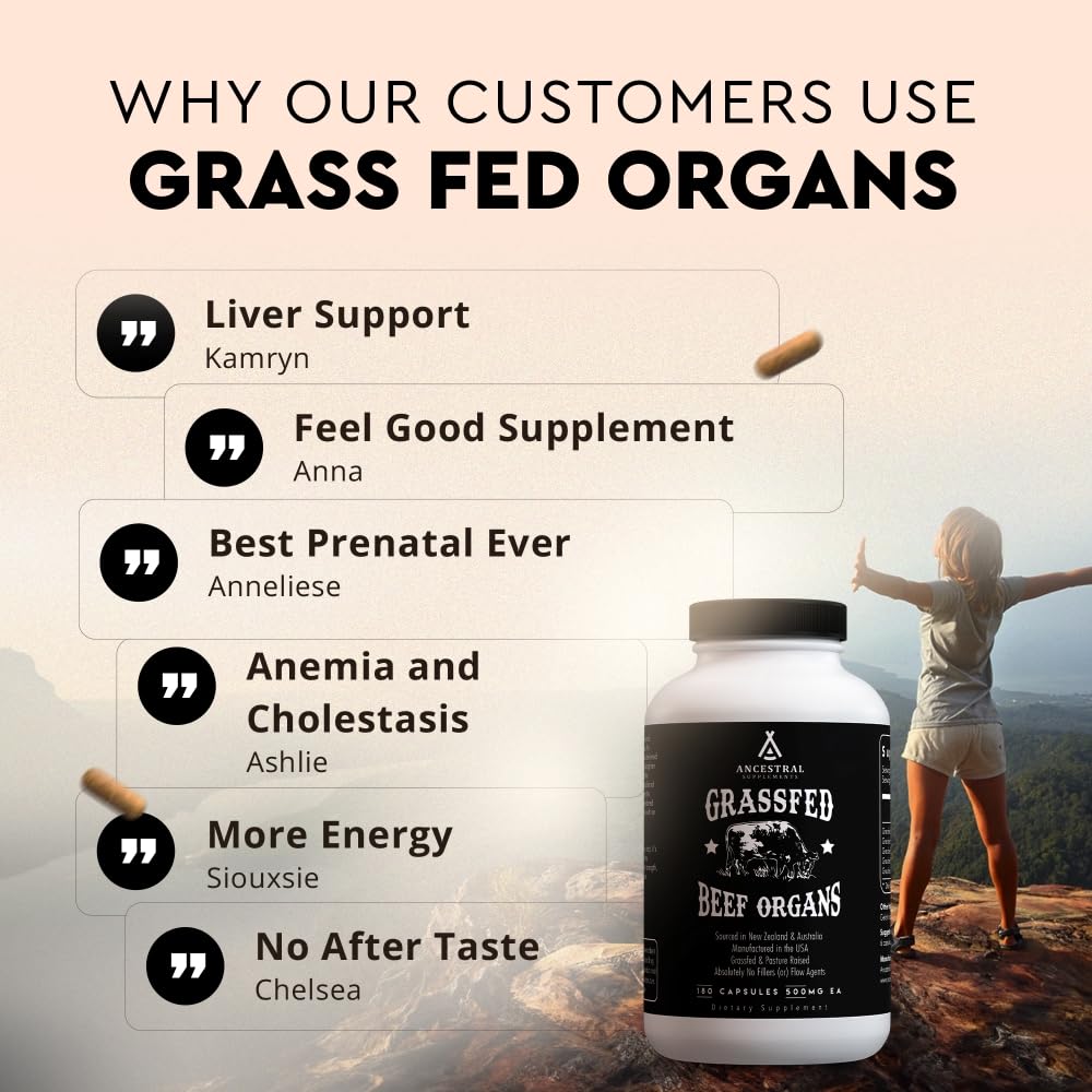 Ancestral Supplements Grass Fed Beef Organ Supplement Softgels 180