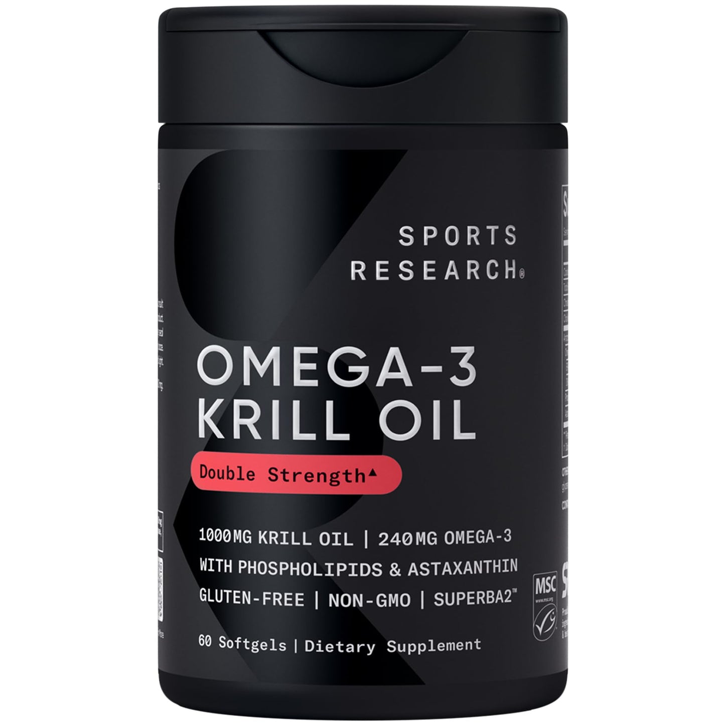 Sports Research Krill Oil Supplement with EPA & DHA Omega 3, Phospholipids & Astaxanthin from Antarctic Krill - Highest Concentration of Krill Oil for Men & Women - 1000mg, 60 Capsules