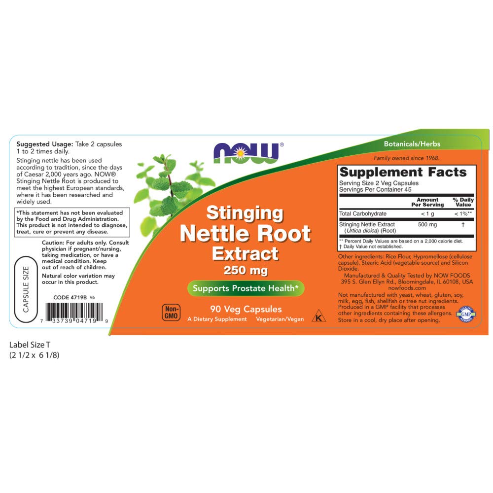 NOW Foods Nettle Root Extract 250mg Capsule 90 Count