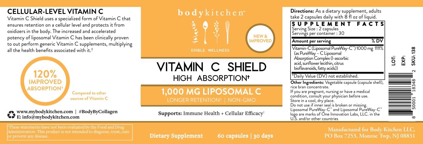 Body Kitchen Liposomal Vitamin C Shield Capsule, 60 Count