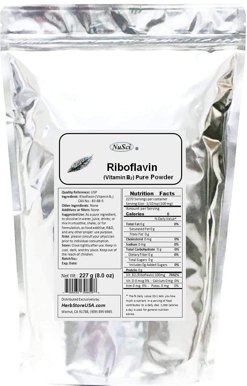 NuSci Vitamin B2 Riboflavin Powder 8.01 oz