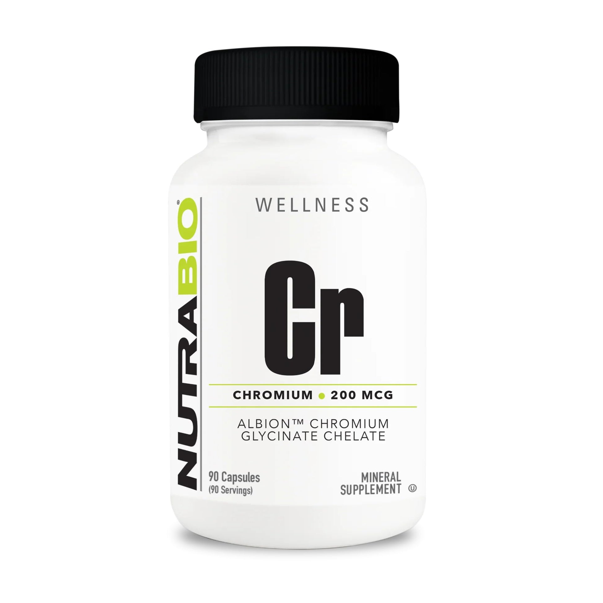 NutraBio Chelated Chromium GTF Supplements 200 mcg Capsules 90 Count