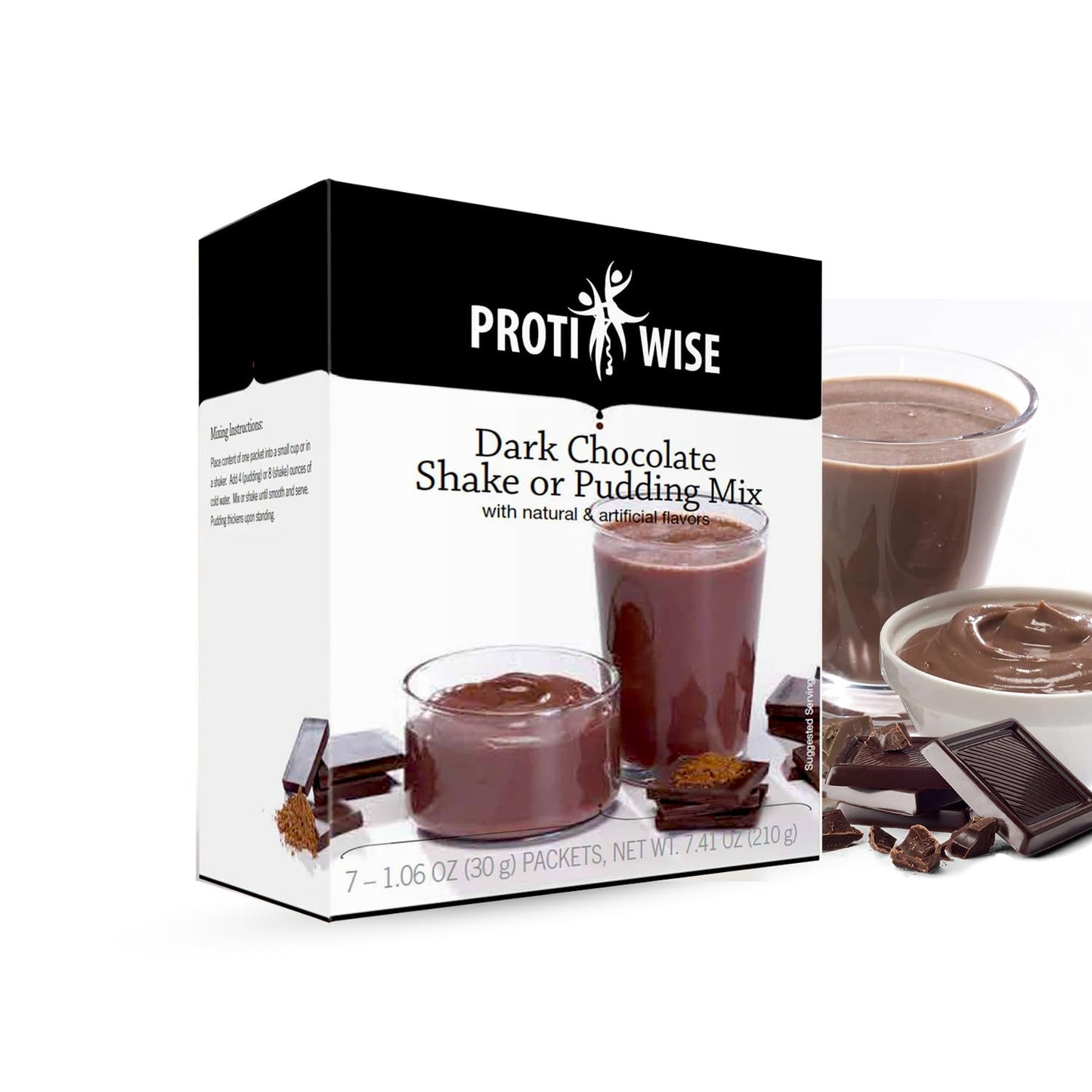 ProtiWise High Protein Shake & Pudding Mix Powder, Dark Chocolate Flavor, 3.7038 oz