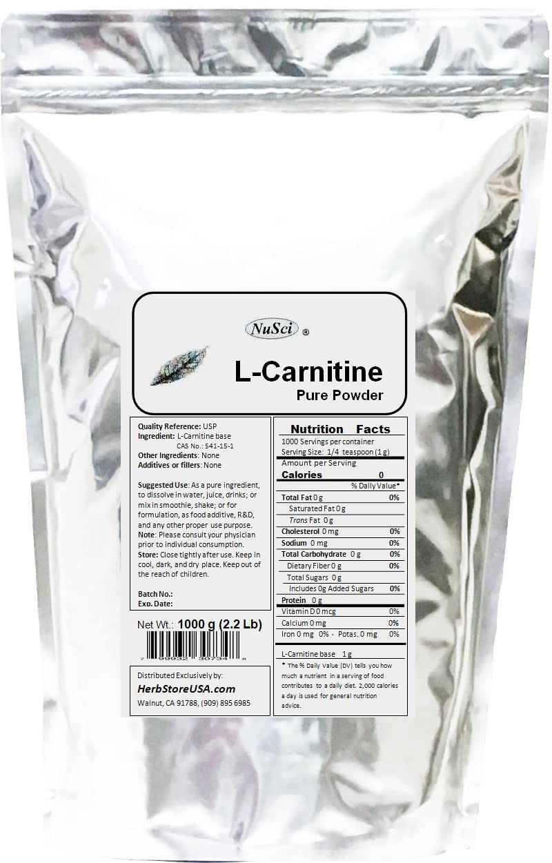 NuSci L-Carnitine Pure Powder Energy 3.52 oz