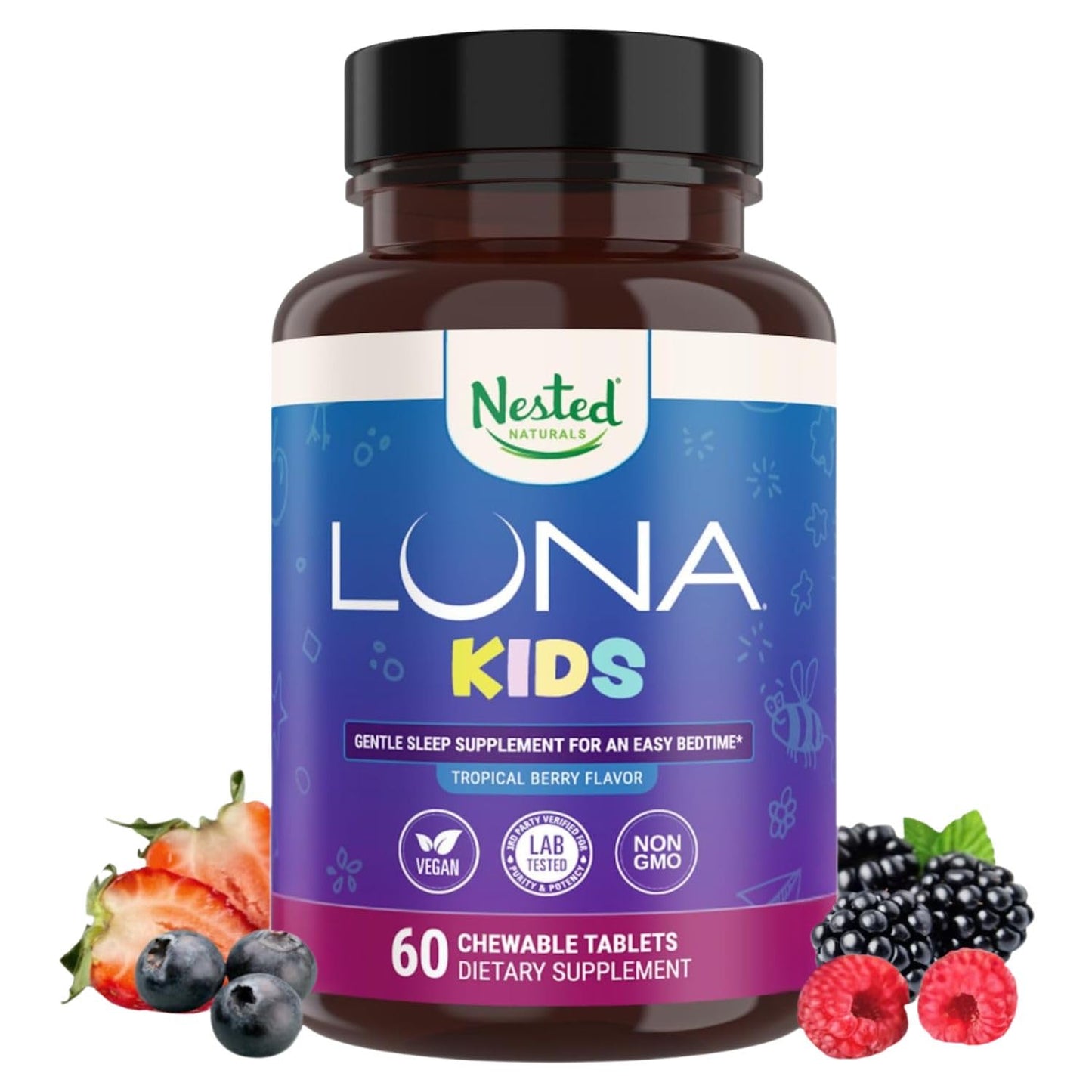 Nested Naturals Luna Kids Sugar-Free Sleep Aid Capsule, 60 Count