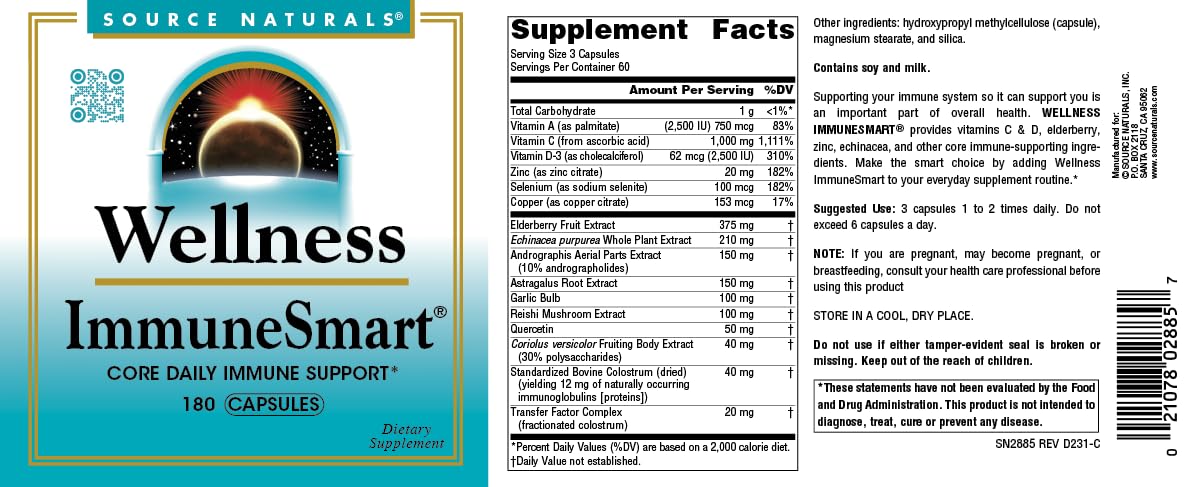 Source Naturals Wellness ImmuneSmart Capsules 180