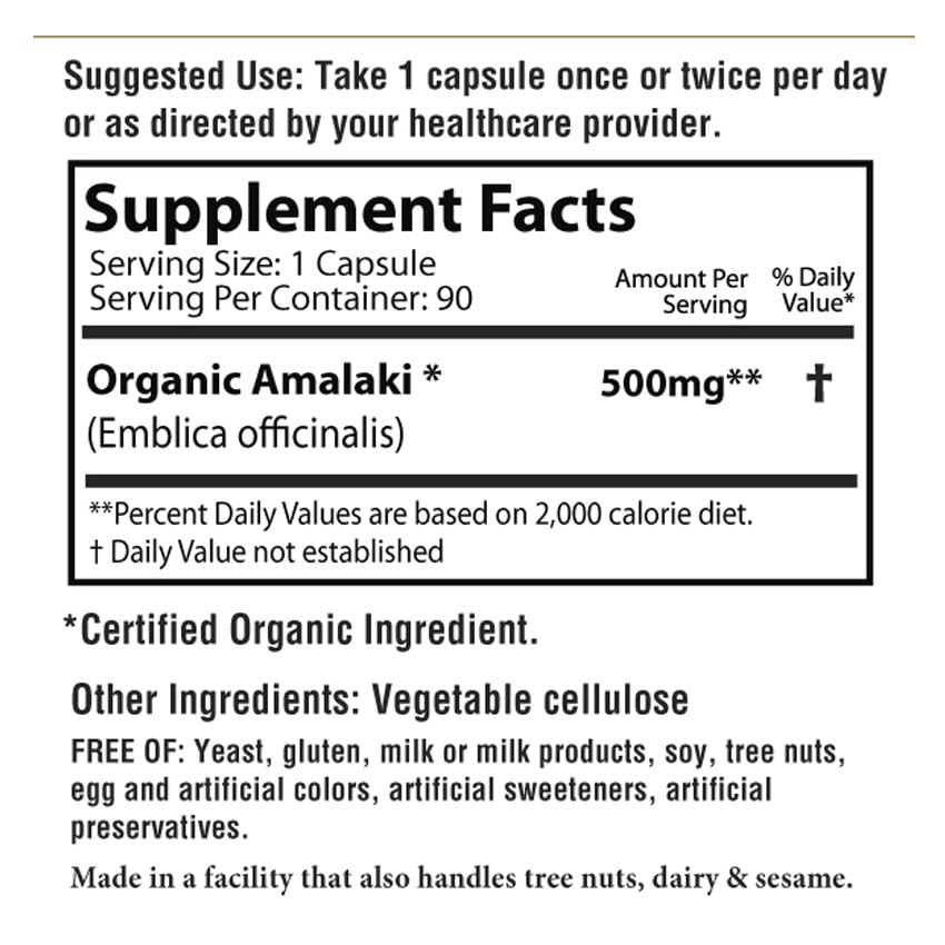 AyurBest Amalaki Herbal Supplements 500mg Capsule, 90 Count