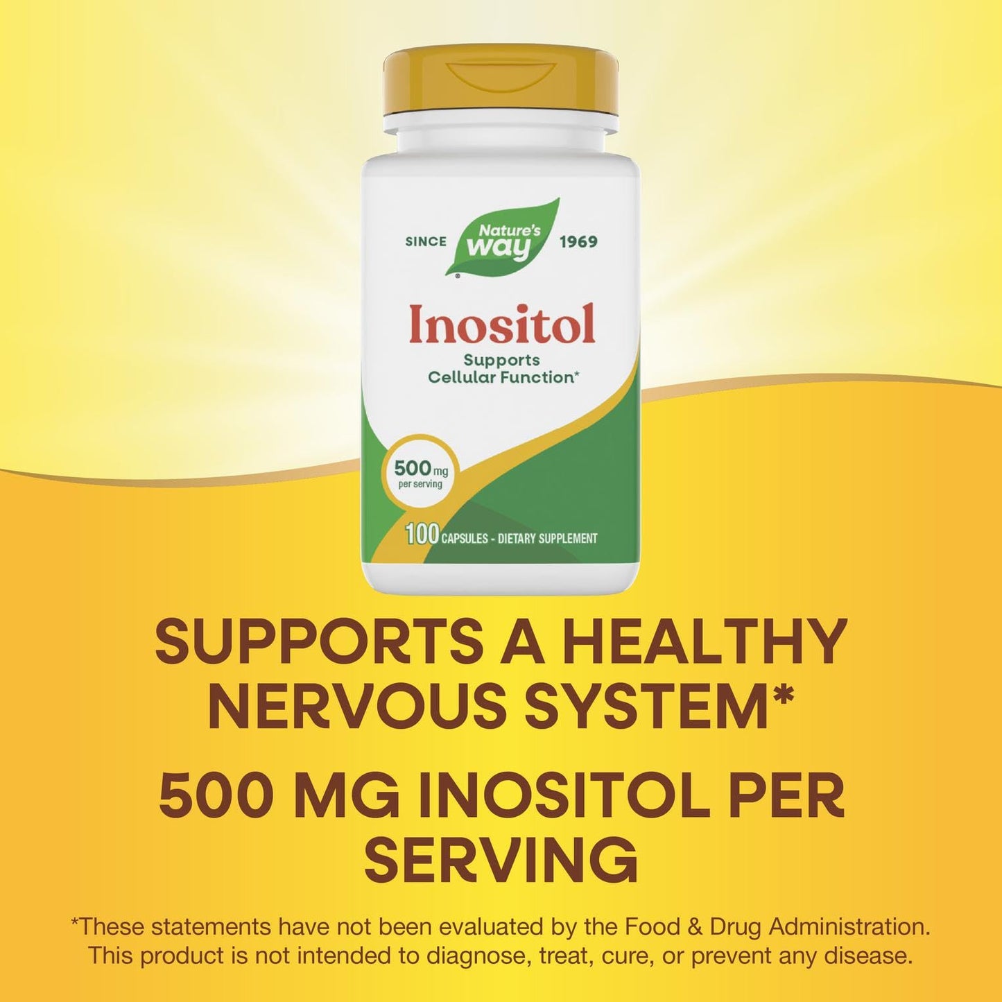 Nature's Way Inositol 500 mg per Serving Capsule, 100 Capsules