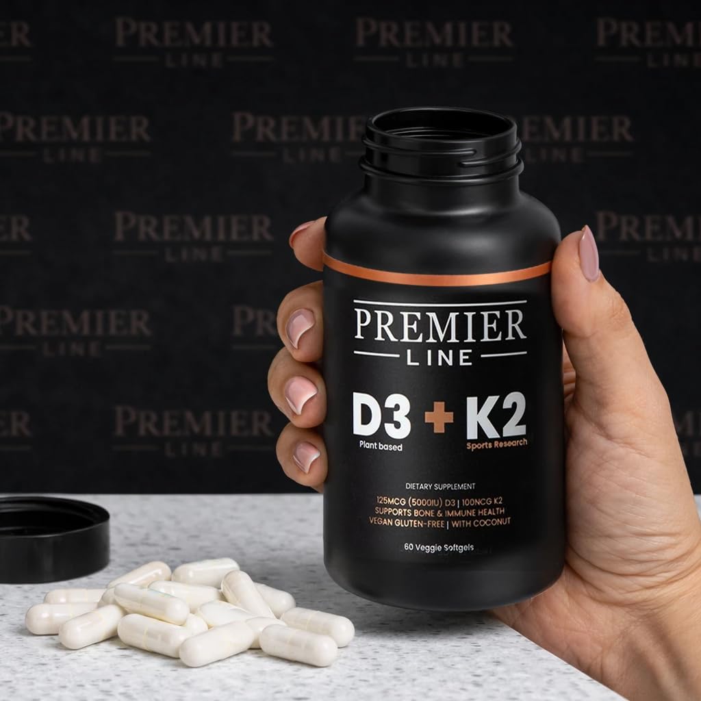 PREMIER LINE Vitamin D3 + K2 Supplement Softgels, 60 Count