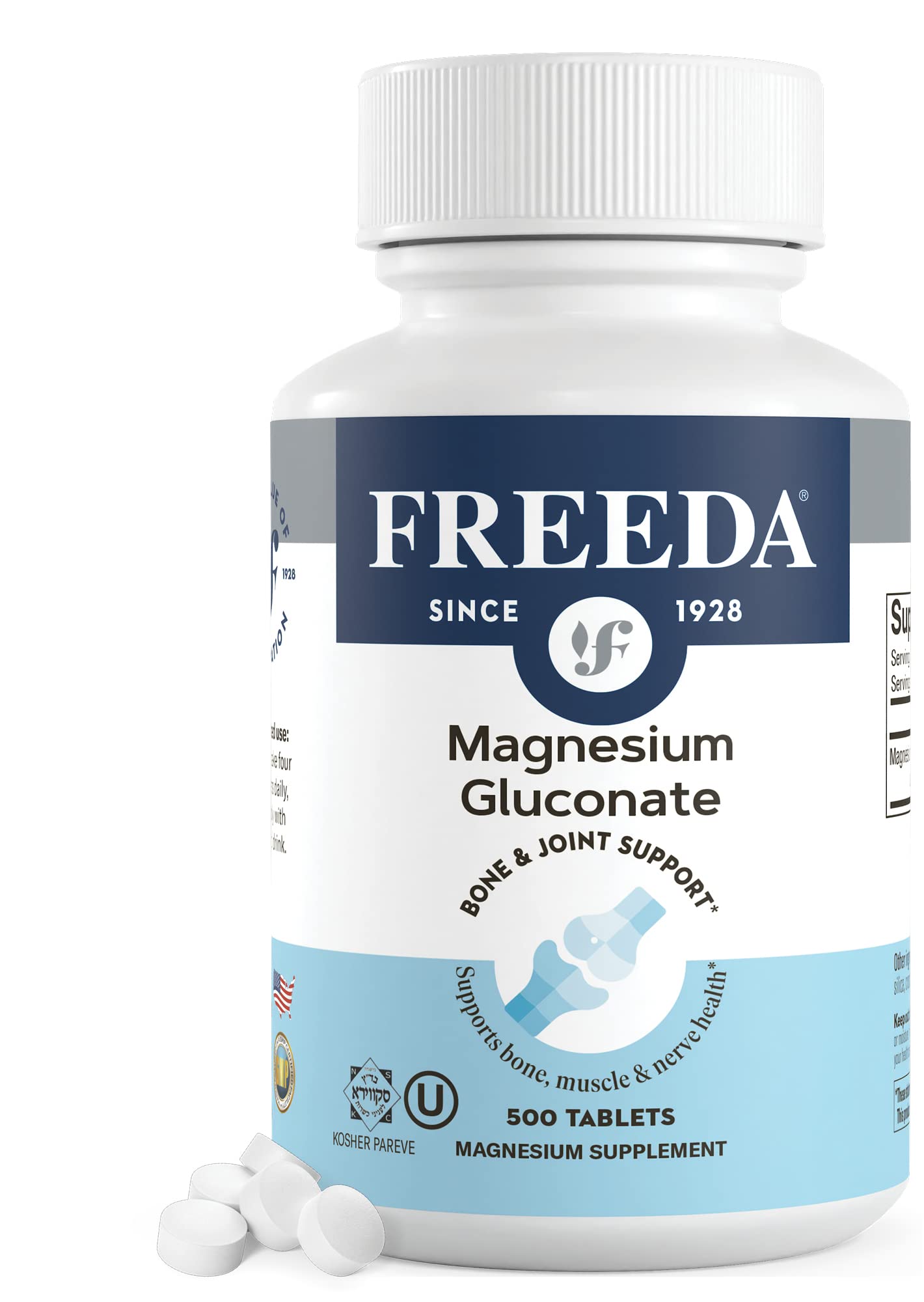 FREEDA Magnesium Gluconate Tablets, 500 Count