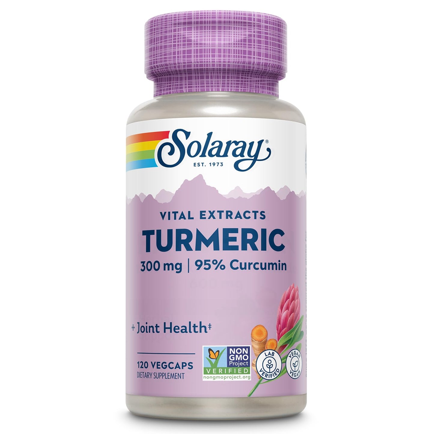 Solaray Turmeric Supplement Capsule 300 mg Turmeric Root Extract with 95% Curcumin, 120 Capsules