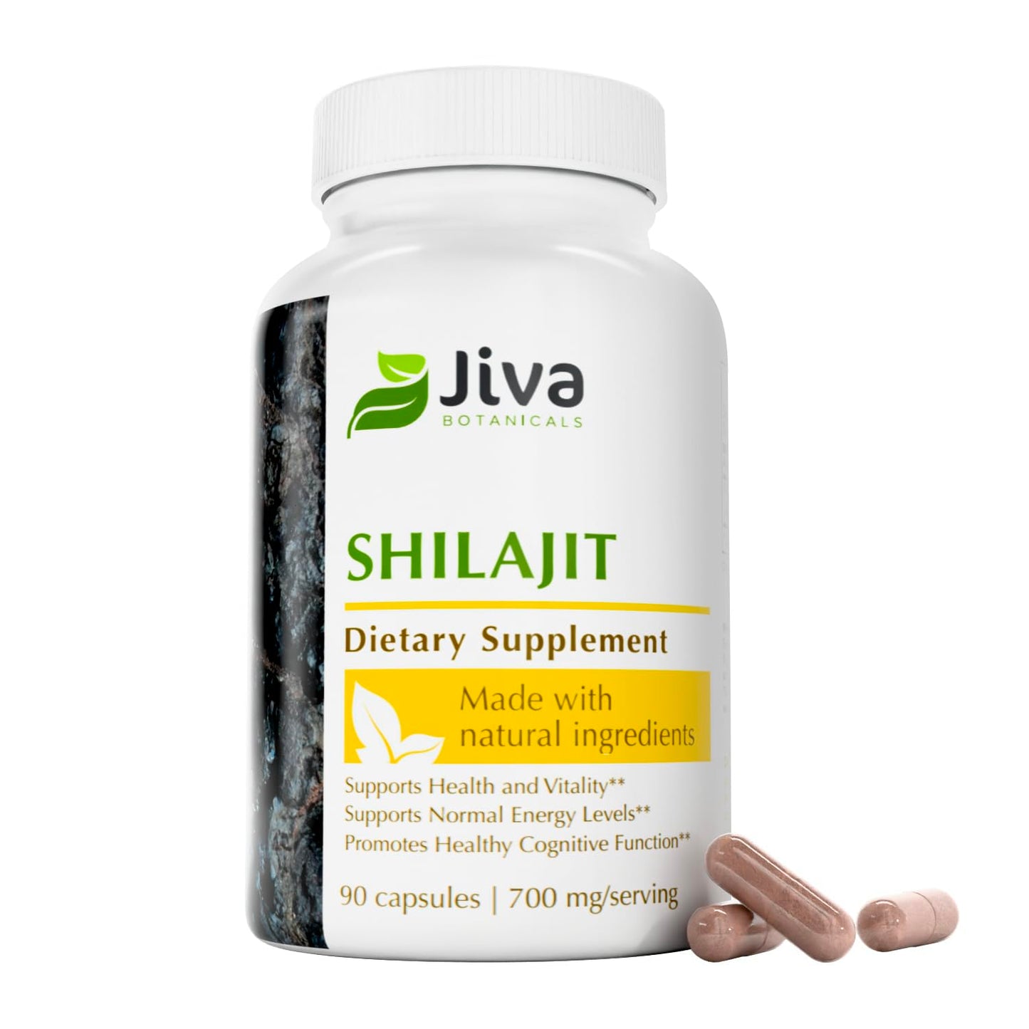 Jiva Botanicals Shilajit Capsules 700 mg with Fulvic Acid – Shilajit Supplement for Men & Women – 90 Vegan Capsules
