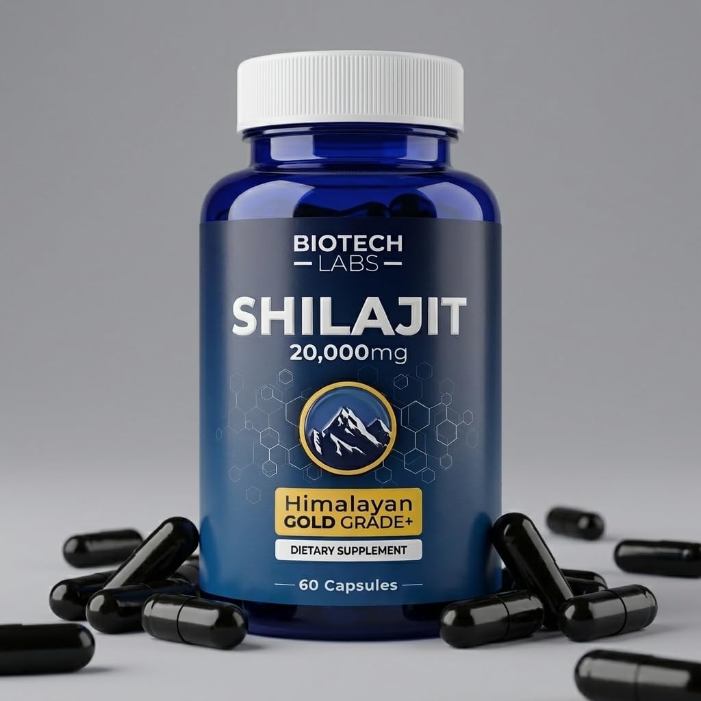 Generic Biotech Labs Shilajit 20,000mg – Gold Grade Himalayan Extract Capsules, 60 Count