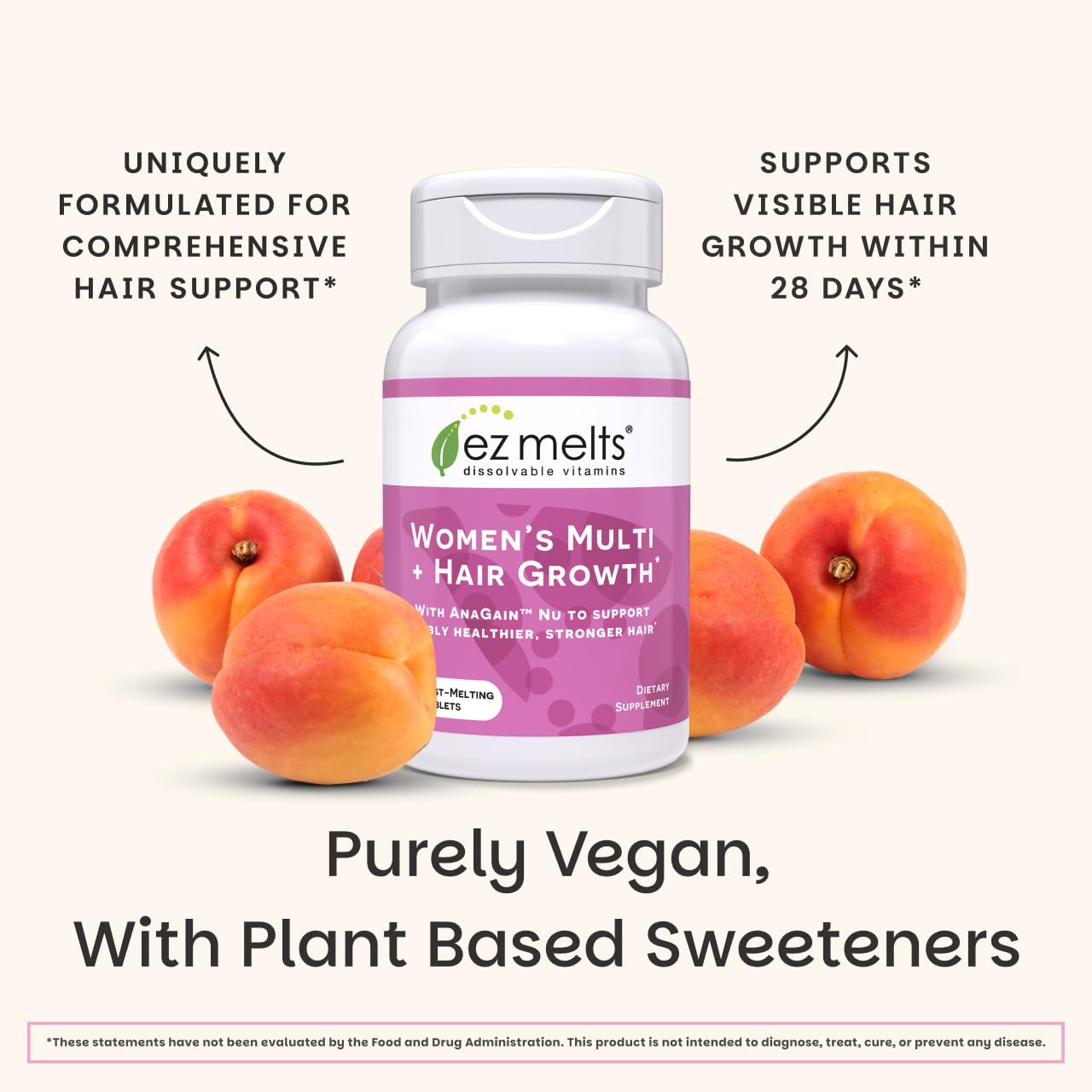 EZ Melts Women's Multi + Hair Growth - Daily Multivitamin for Women 120 Dissolvable Tablets