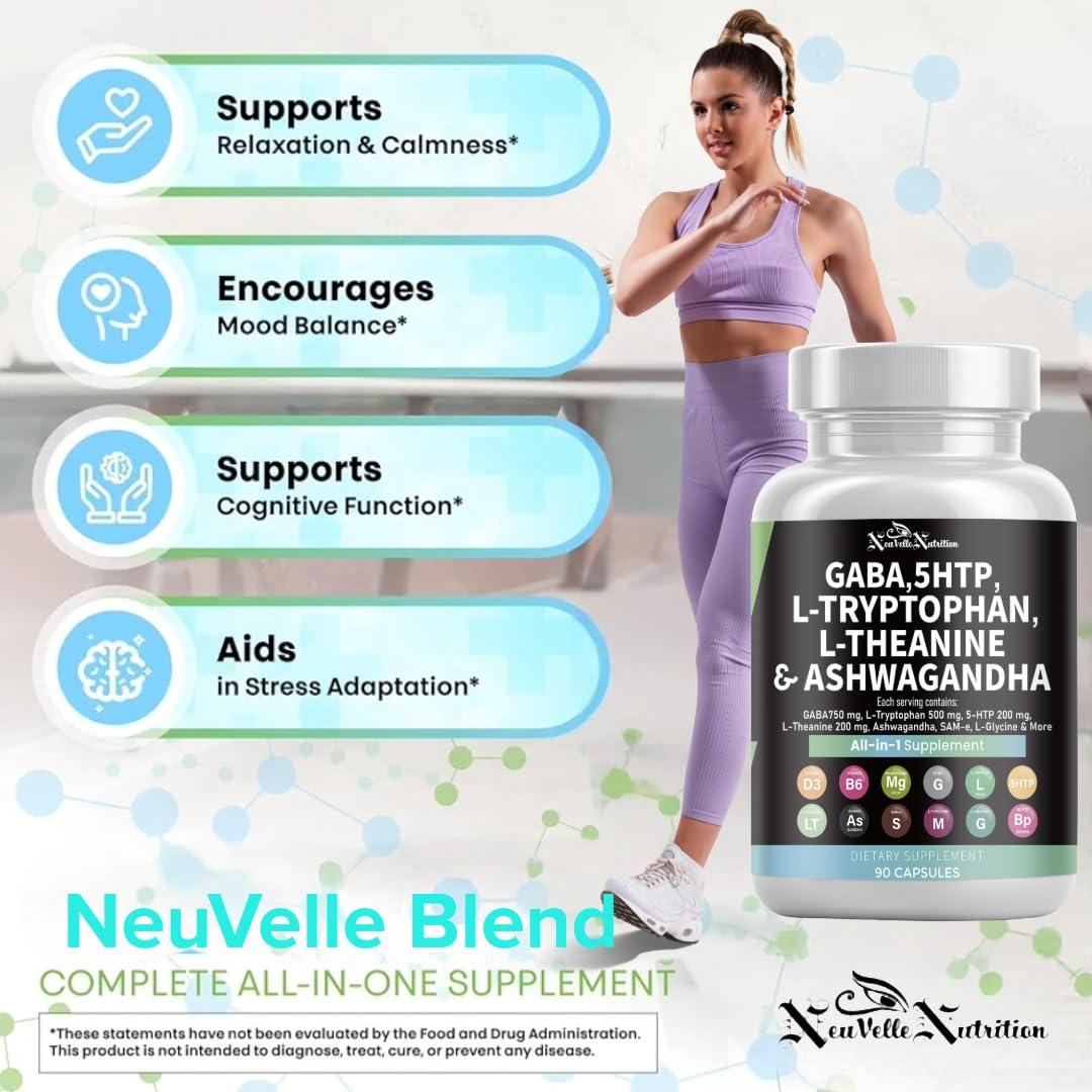 NeuVelleNutrition GABA Mood Support Capsules with 5-HTP, 90 Count