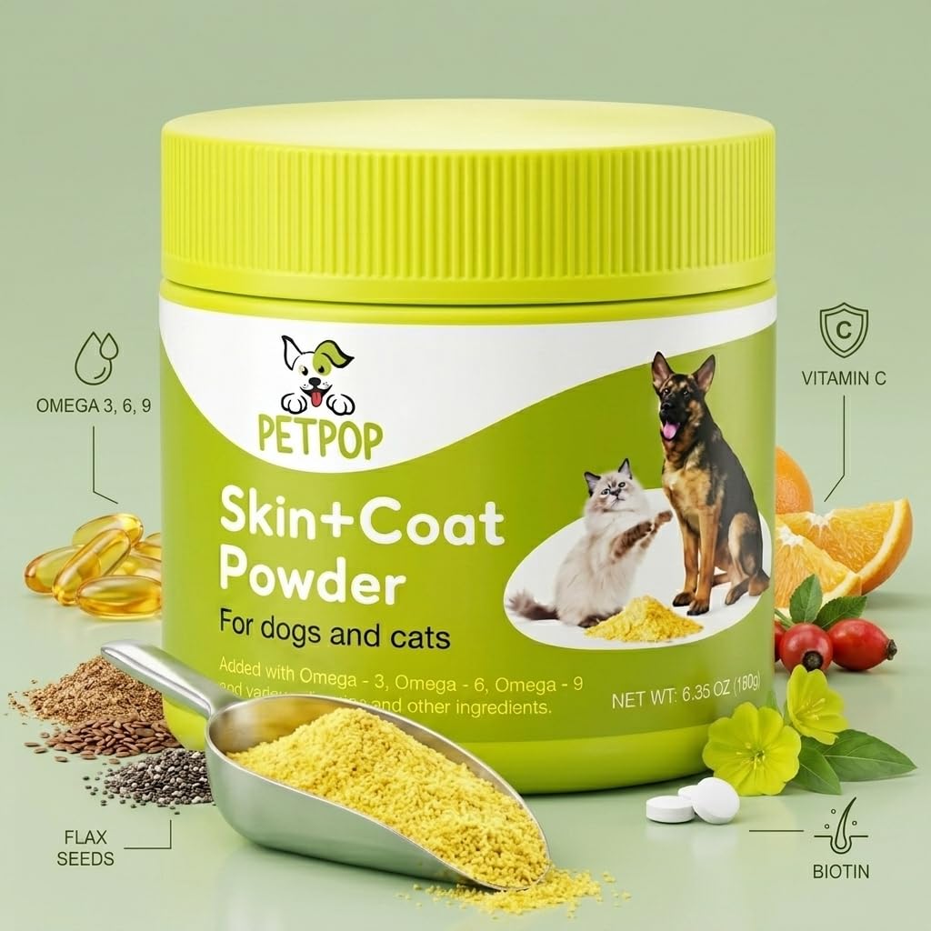 PetPop Omega 3 Skin & Coat Support Powder for Dogs, 1 Unit