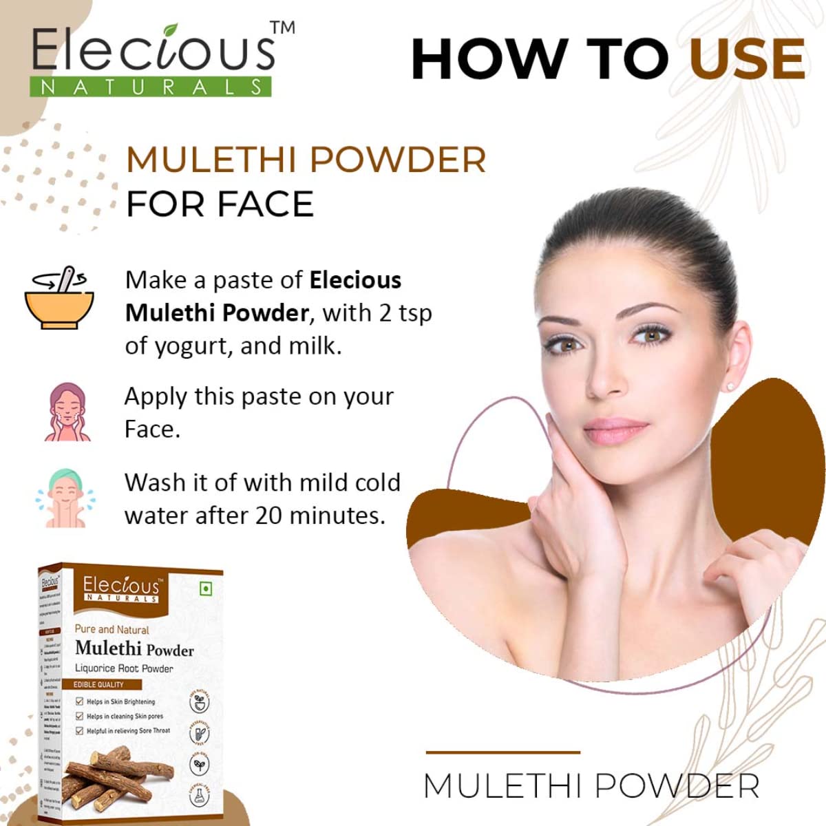 Elecious Mulethi Powder 7.05 Ounce Pack of 1
