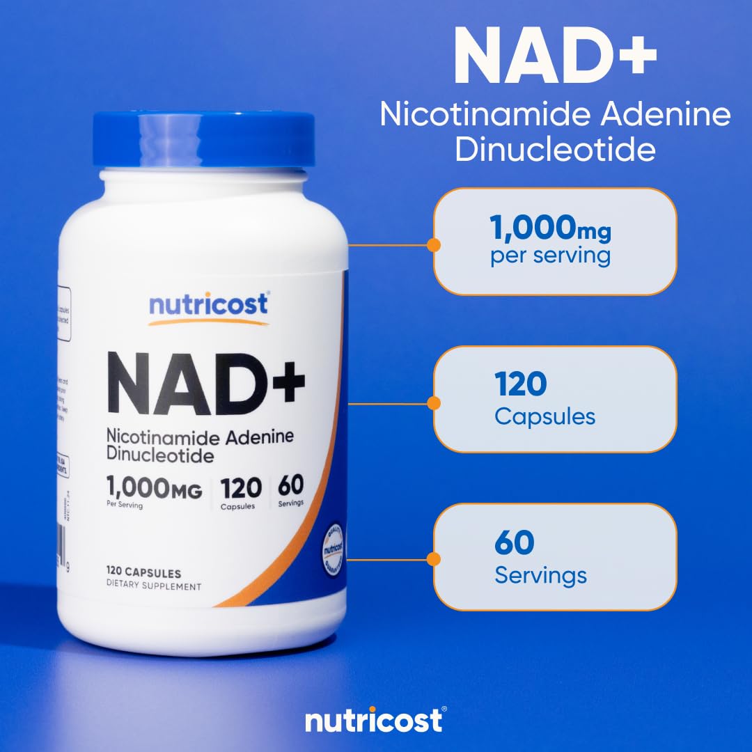 Nutricost NAD+ Supplement 1,000mg per Serving, Capsule, 240 Capsules