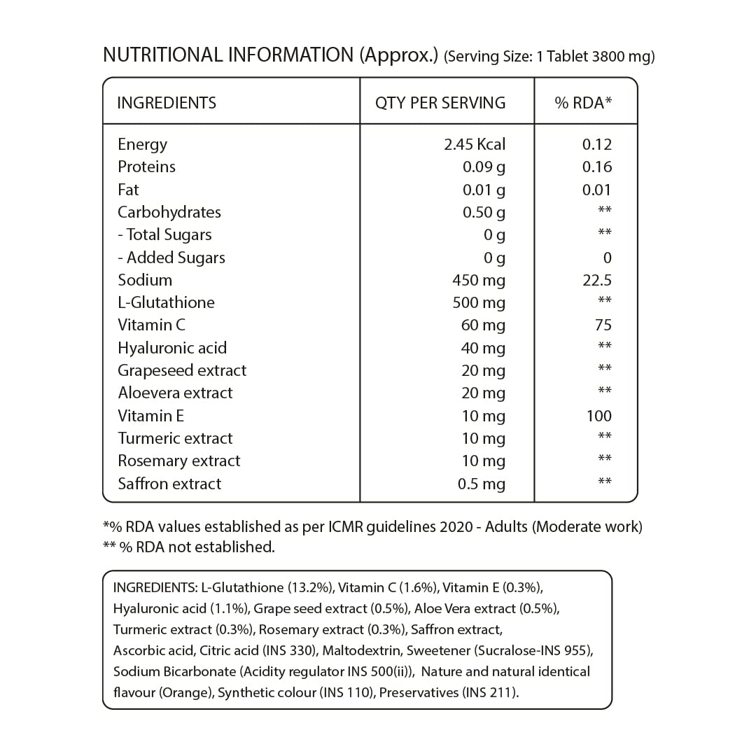 Pure Nutrition Natural Treasures L-Glutathione 500mg Tablet, 30 Tablets