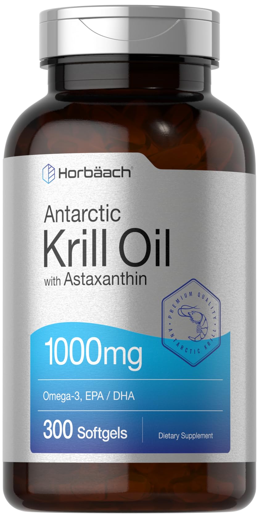Horbäach Antarctic Krill Oil 1000mg Softgels 300 Count